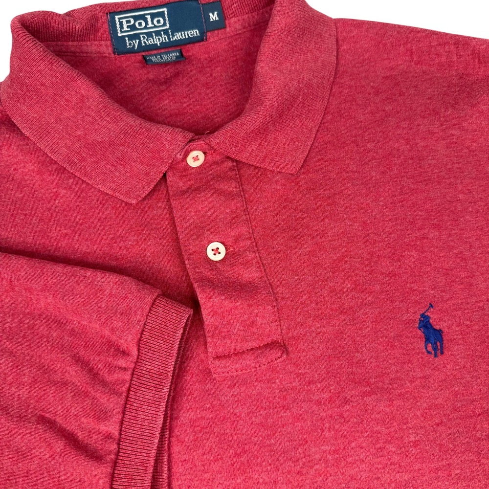 Polo Ralph Lauren Shirt Mens Medium Red Short Sleeve Pony Logo Pique Cotton